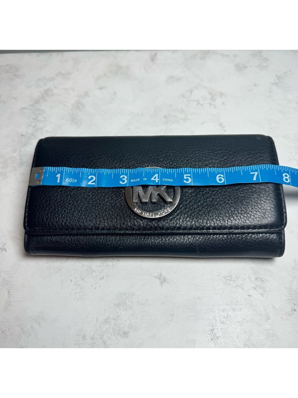 Women's Michael Kors Pebbled Leather Fulton Continental Flap Wallet Black - Picture 9 of 11